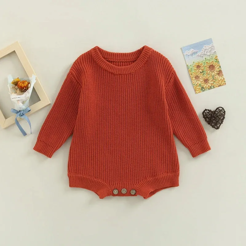 Baby Deluxe Sweater Knit Long Sleeve Romper Onesie Layette