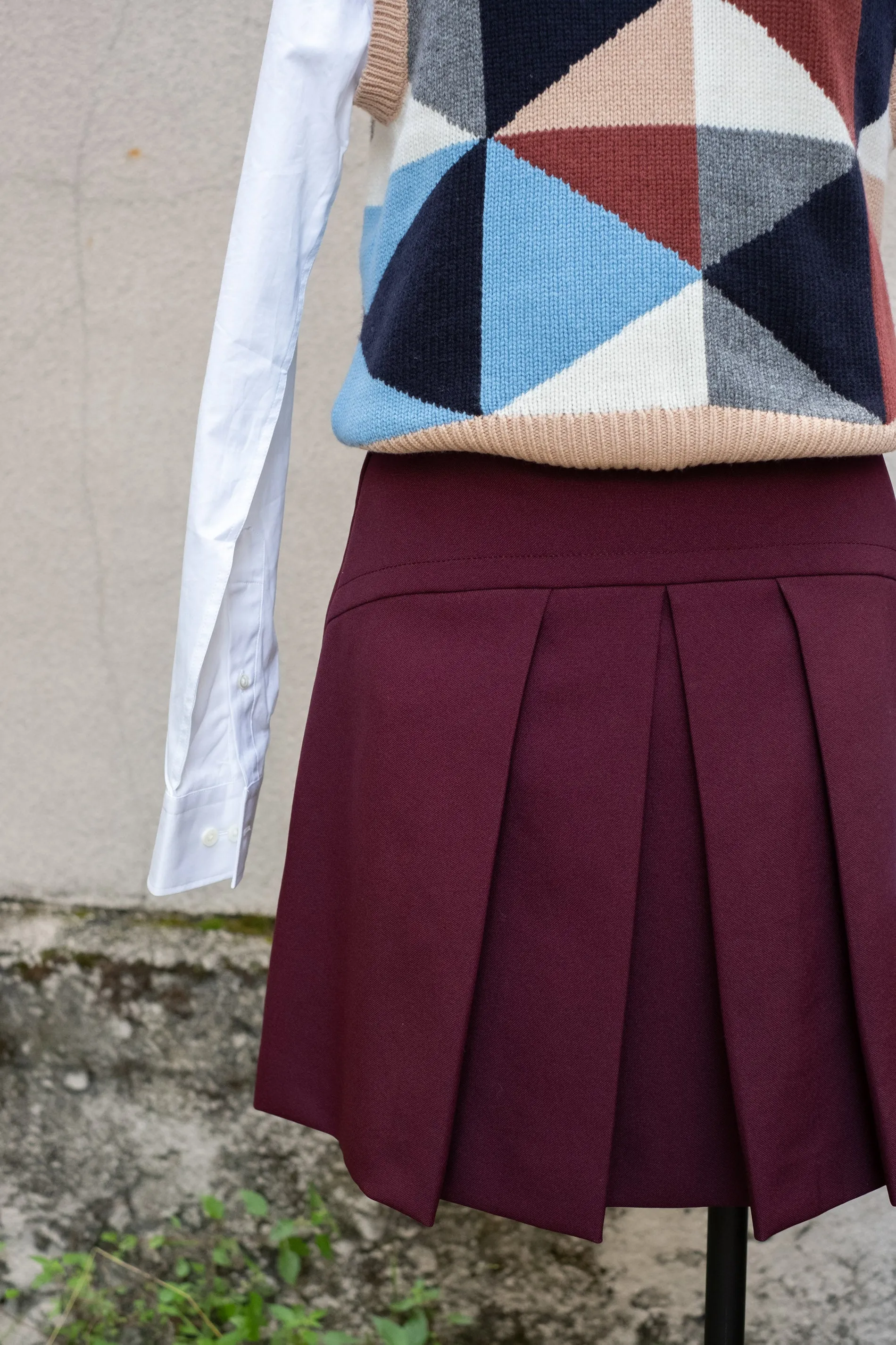 Miu Miu Box Pleat Front Mini Skirt