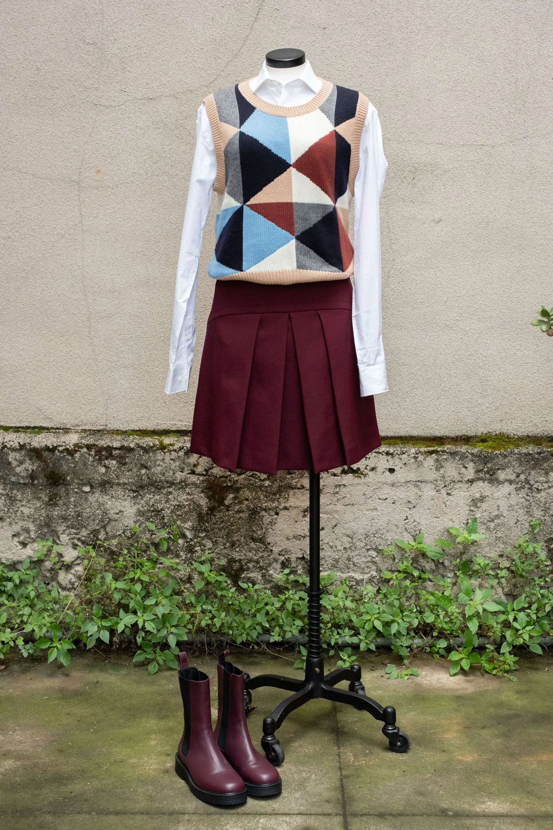 Miu Miu Box Pleat Front Mini Skirt